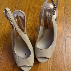 Michael Kors Beige Peep Toe Slingback Heels